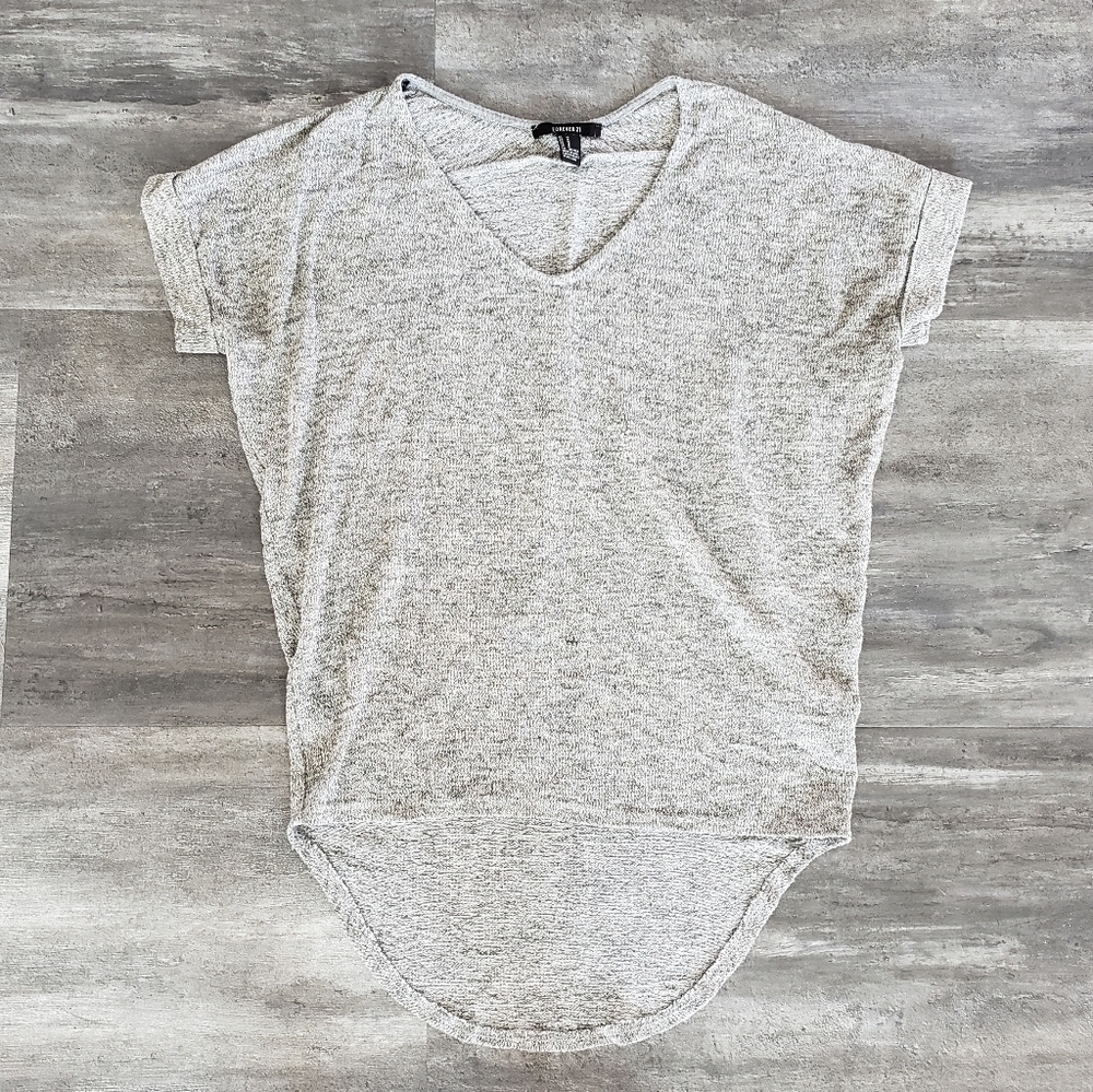 Grey Marled F21 Vneck Short Sleeve